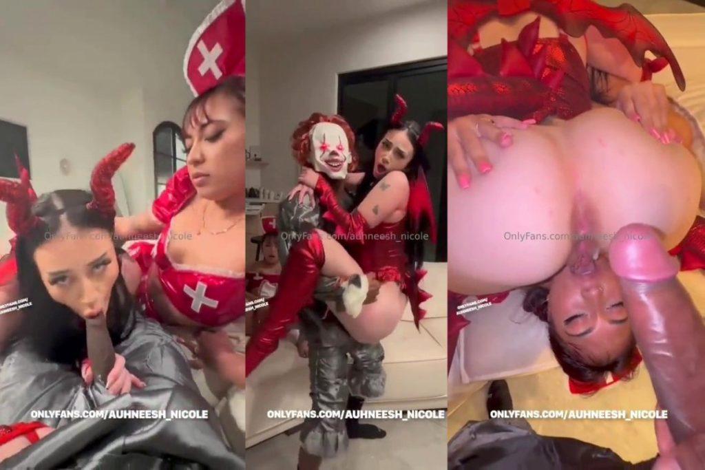 AUHNEESH NICOLE HALLOWEEN THREESOME SEXTAPE Onlyfans Leaked Video