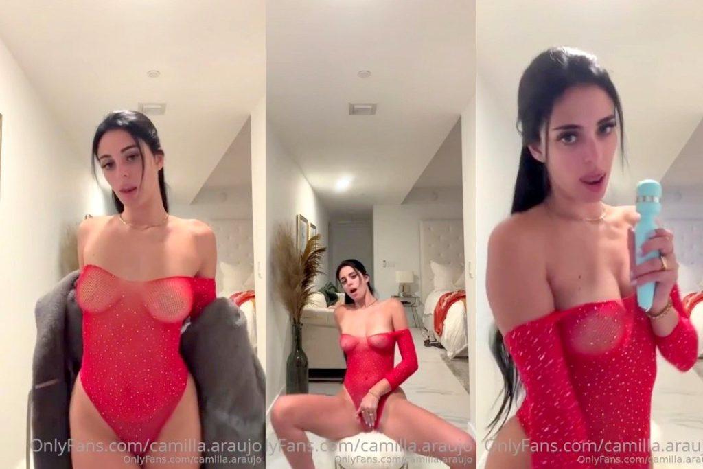 CAMILLA ARAUJO RED BODYSUIT MASTURBATION THROUGH PANTIES Onlyfans Leaked Video
