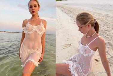 CAROLINE ZALOG TITS WET SHEER LINGERIE POV Onlyfans Leaked Video