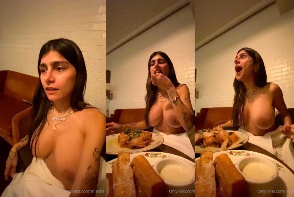 MIA KHALIFA MAKING HOTEL DINNER TOPLESS Onlyfans Leaked Video