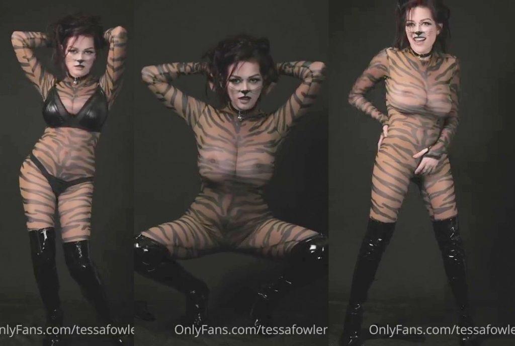 TESSA FOWLER SEE THROUGH HALLOWEEN CAT COSTUME Onlyfans Leaked Video
