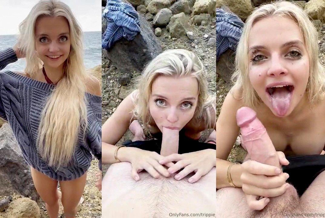 Trippie Bri Beach Blowjob With Cum Swallow Onlyfans Leaked Video